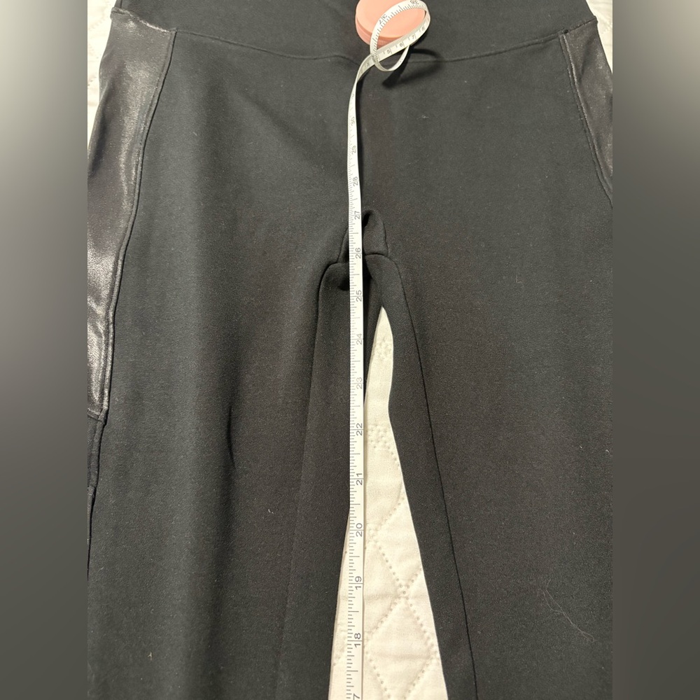 Black Spanx Leggings with Faux Leather Panels - Picture 5 of 10